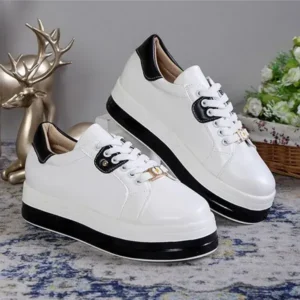 Antolim Women Fashion Round Toe Platform Colorblock Lace-Up Low Top Sneakers