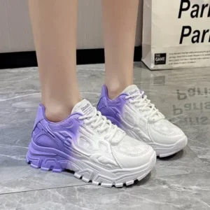 Antolim Women Fashion Platform Gradient Lace-Up Sneakers