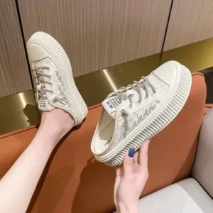 Antolim Women Fashion Round Toe Breathable Lace Mesh Sneakers