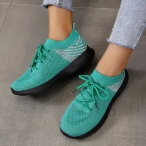 Antolim Women'S Fashion Platform Lace Up Flyknit Sneakers