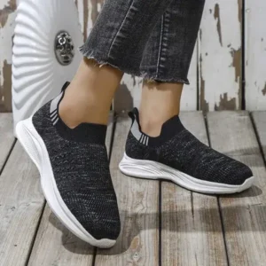 Antolim Women Fashion Round Toe Slip-On Flat Non-Slip Lightweight Sneakers