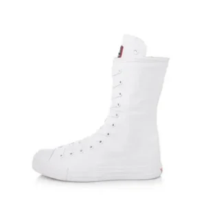 Antolim Women Casual Side Zip Mid-Top Canvas Mid-Calf Boots