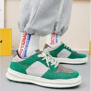 Antolim Men'S Retro Color-Block Thick-Soled Pu Sneakers