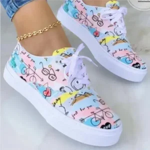 Antolim Graffiti Print Platform Canvas Shoes