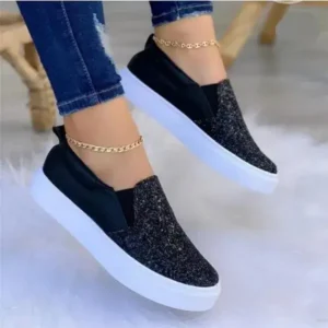 Antolim Thick Sole Casual Sequined Shoes Women Flat Shoes