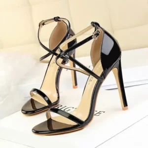 Antolim Women Fashion Sexy Hollow Cross Stiletto Heel Sandals