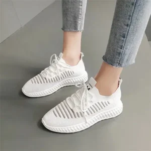 Antolim Women Fashion Mesh Cloth Lace-Up Sneakers