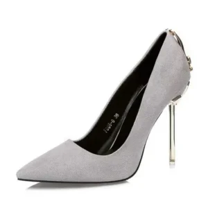 Antolim Women Sexy Metal Heel Pointed-Toe High Heels Shoes