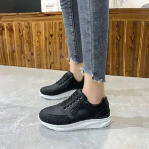 Antolim Women Casual Rhinestone Decor Fashion Plus Size Sports Running Shoes Round Toe Sneakers