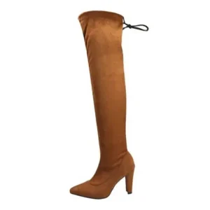 Antolim Women Fashion Plus Size Solid Color Over The Knee Boots