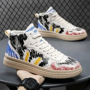 Antolim Men Fashion Graffiti Thick Sole Breathable Sneakers