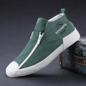 Antolim Men'S Casual Embroidery Zipper High Top Canvas Shoes