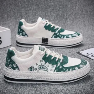 Antolim Men Fashion Cashew Flower Printed Canvas Sneakers