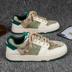 Antolim Men'S Casual Retro Secret Forest Oil Painting Pattern Sneakers