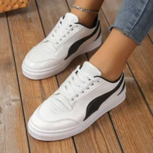 Antolim Women Fashion Plus Size Thick-Soled Round Toe Flat Sneakers