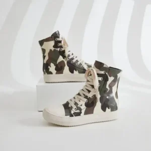 Antolim Women Fashion Casual Plus Size Camouflage Thick-Soled High Top Shoes