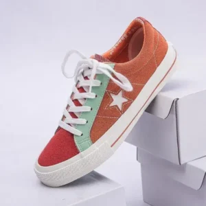 Antolim Women Fashion Stitching Canvas Star Round Toe Sneakers