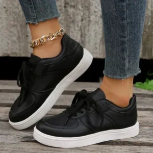 Antolim Women Fashion Casual PU Lace-Up Sneakers