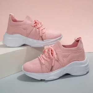 Antolim Women Fashion Casual Fly-Woven Breathable Lace-Up Sneakers