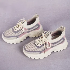 Antolim Spring And Autumn Women Fashion Casual Breathable Fly Weave Sports Thick-Soled Shoes