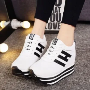 Antolim Women Fashion Casual Letter Printed Lace-Up Thick-Soled Sneakers