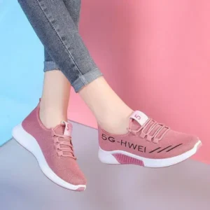 Antolim Women Fashion Lace-Up Round Toe Solid Color Breathable Sneakers