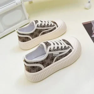 Antolim Women Fashion Round Toe Lace-Up Sneakers