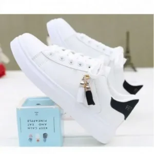 Antolim Women Fashion Flat Solid Color Lace-Up Sneakers