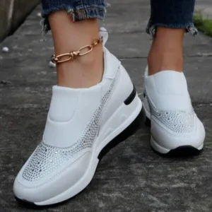 Antolim Women Fashion Rhinestone Slip Sneakers