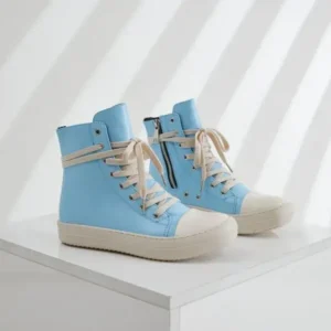 Antolim Women Fashion Blue Faux Leather High Top Shoes