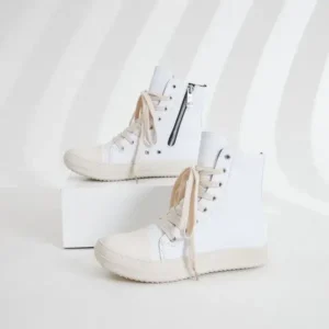 Antolim Women Fashionable Hip Hop White High Top Sneakers