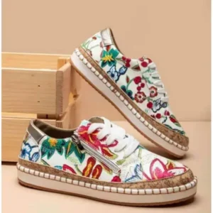 Antolim Women Fashion Color Matching Ethnic Style Printed Sneakers