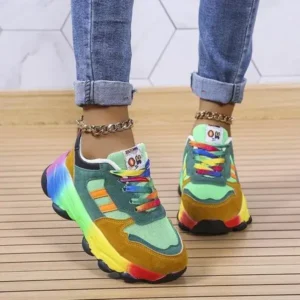 Antolim Women Fashion Platform Color Block Platform Sneakers