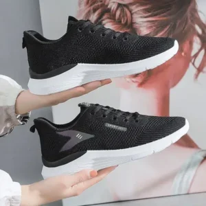 Antolim Women Fashion Flyknit Mesh Lace-Up Sneakers