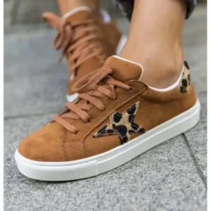 Antolim Women Fashion Round Toe Lace-Up Canvas Sneakers