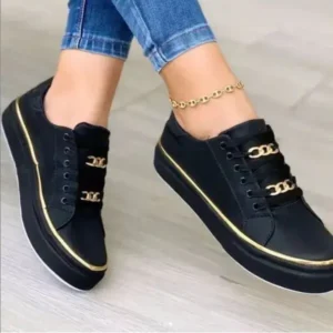 Antolim Women Thick Bottom Chain Casual Round Toe Fashion Pu Sneakers